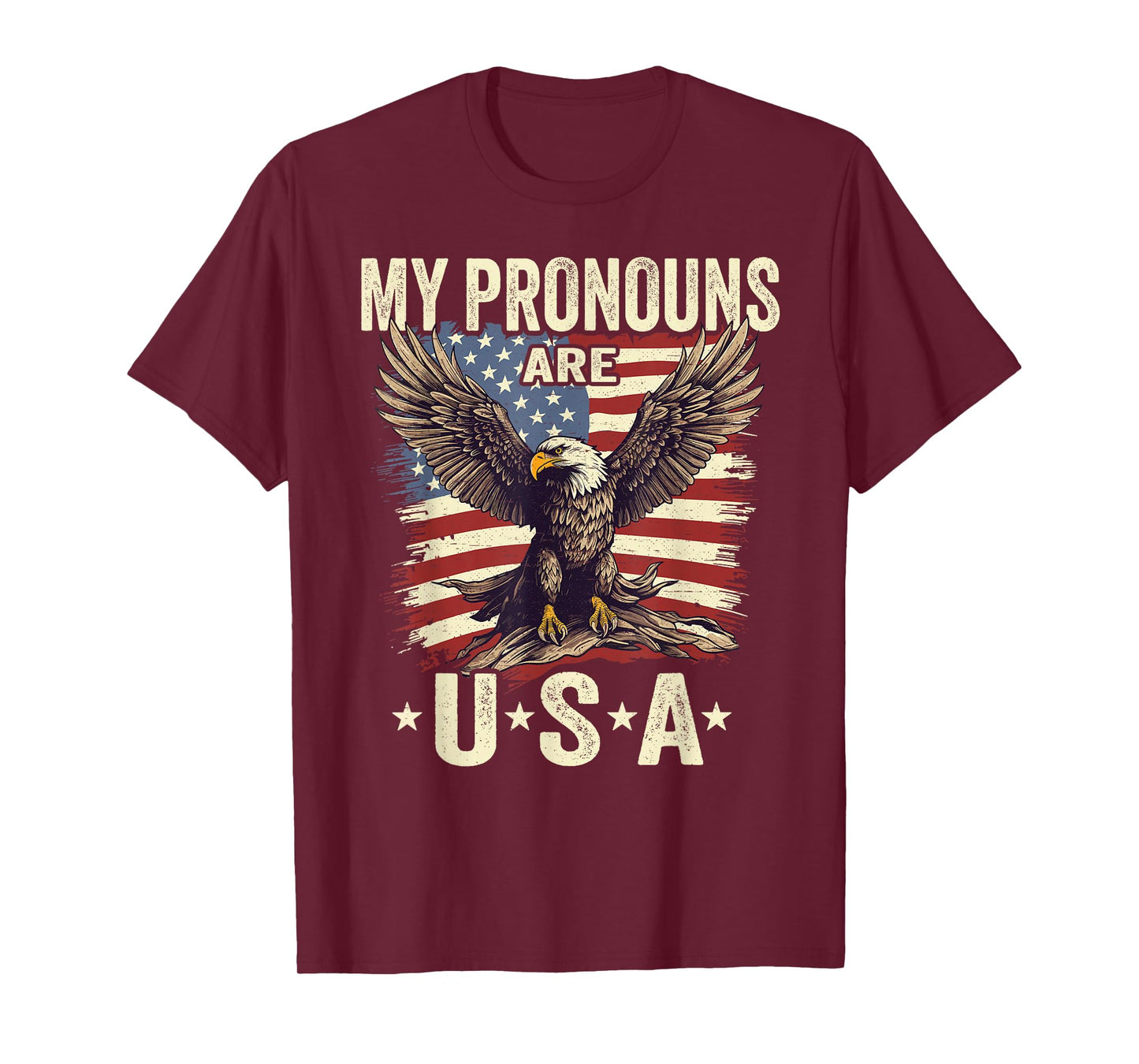 Patriotic American Flag Eagle 4th July My Pronouns Are USA T-Shirt