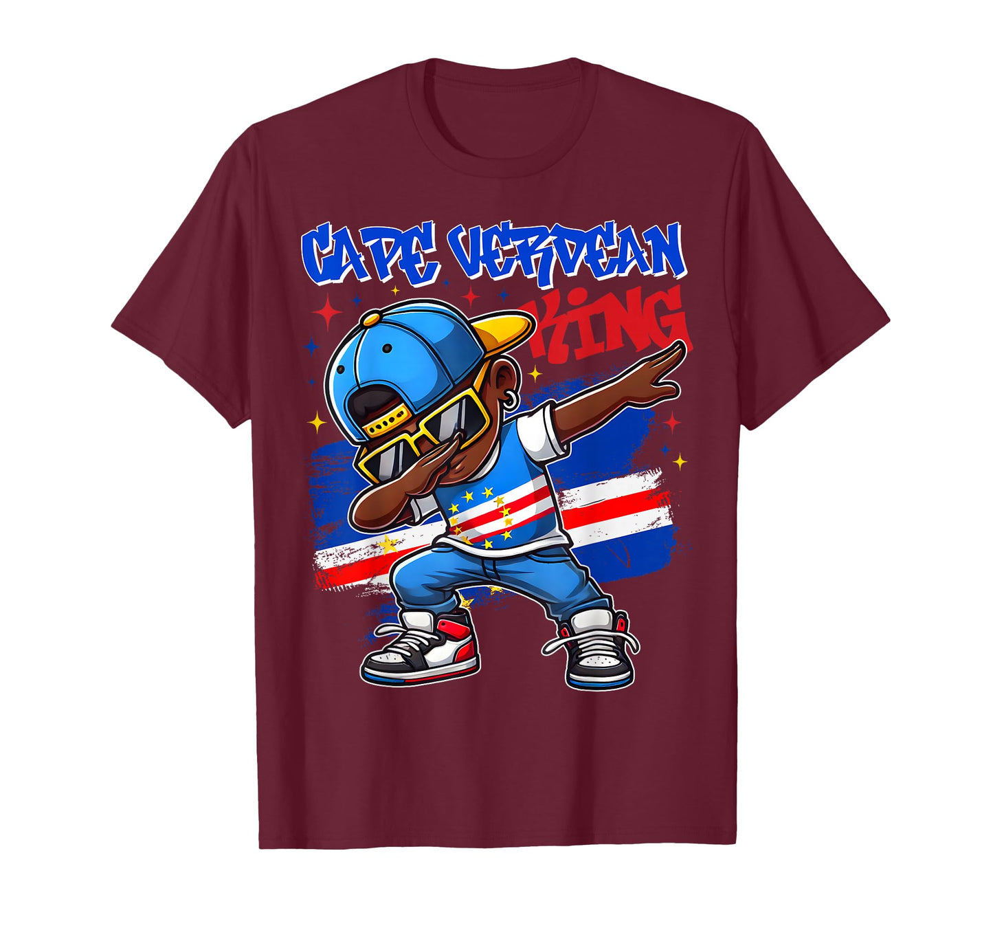 Cape Verdean King Dabbing Cape Verde Flag Pride for Kids T-Shirt