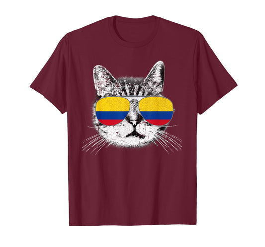 Colombia Flag Shirt Colombian Pride Cat Men Women Kids Gift T-Shirt