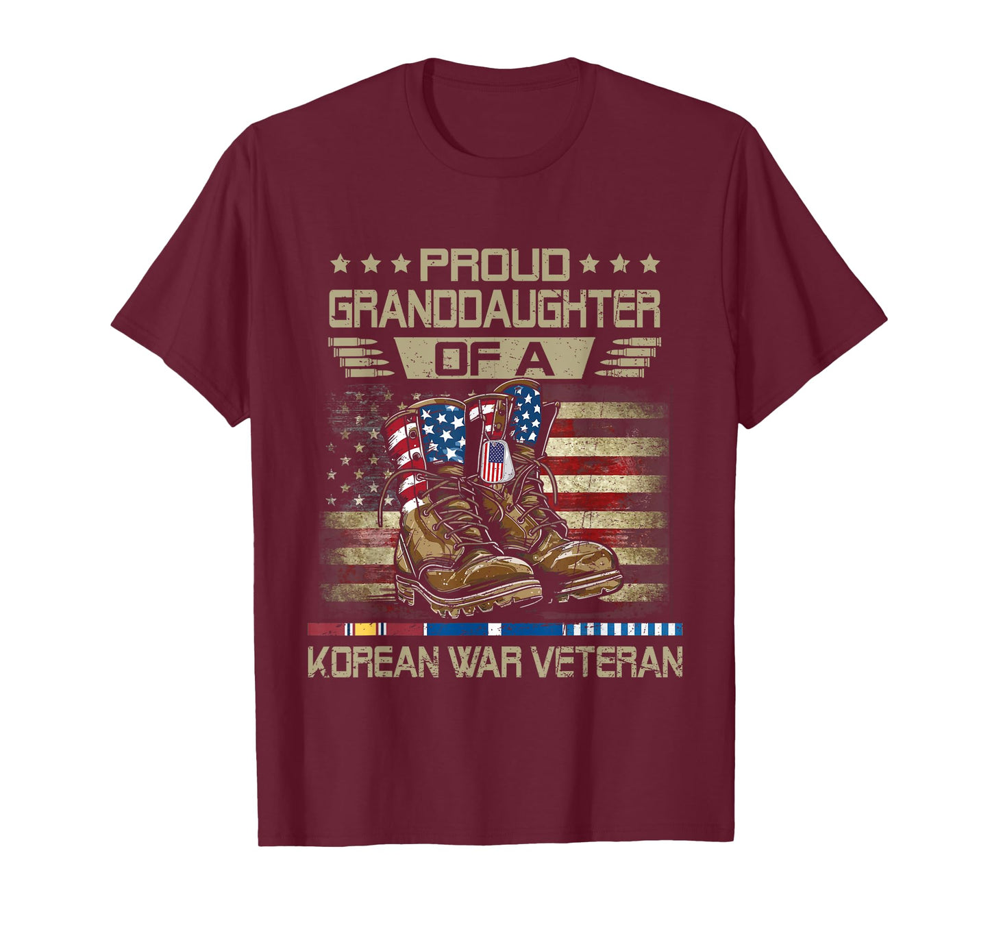 Proud Granddaughter Of Korean War Veteran Flag US Vet T-Shirt