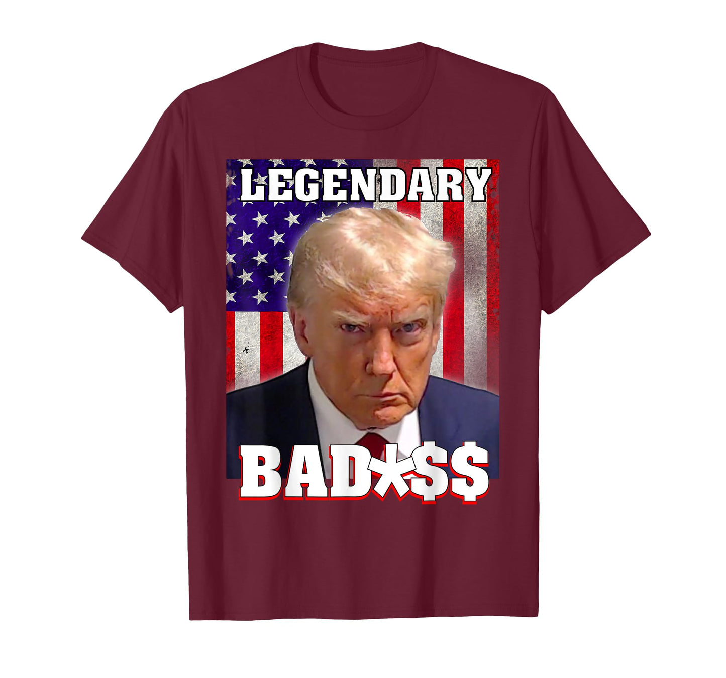 Trump 2024 Mugshot President Legendary Badass US Flag T-Shirt