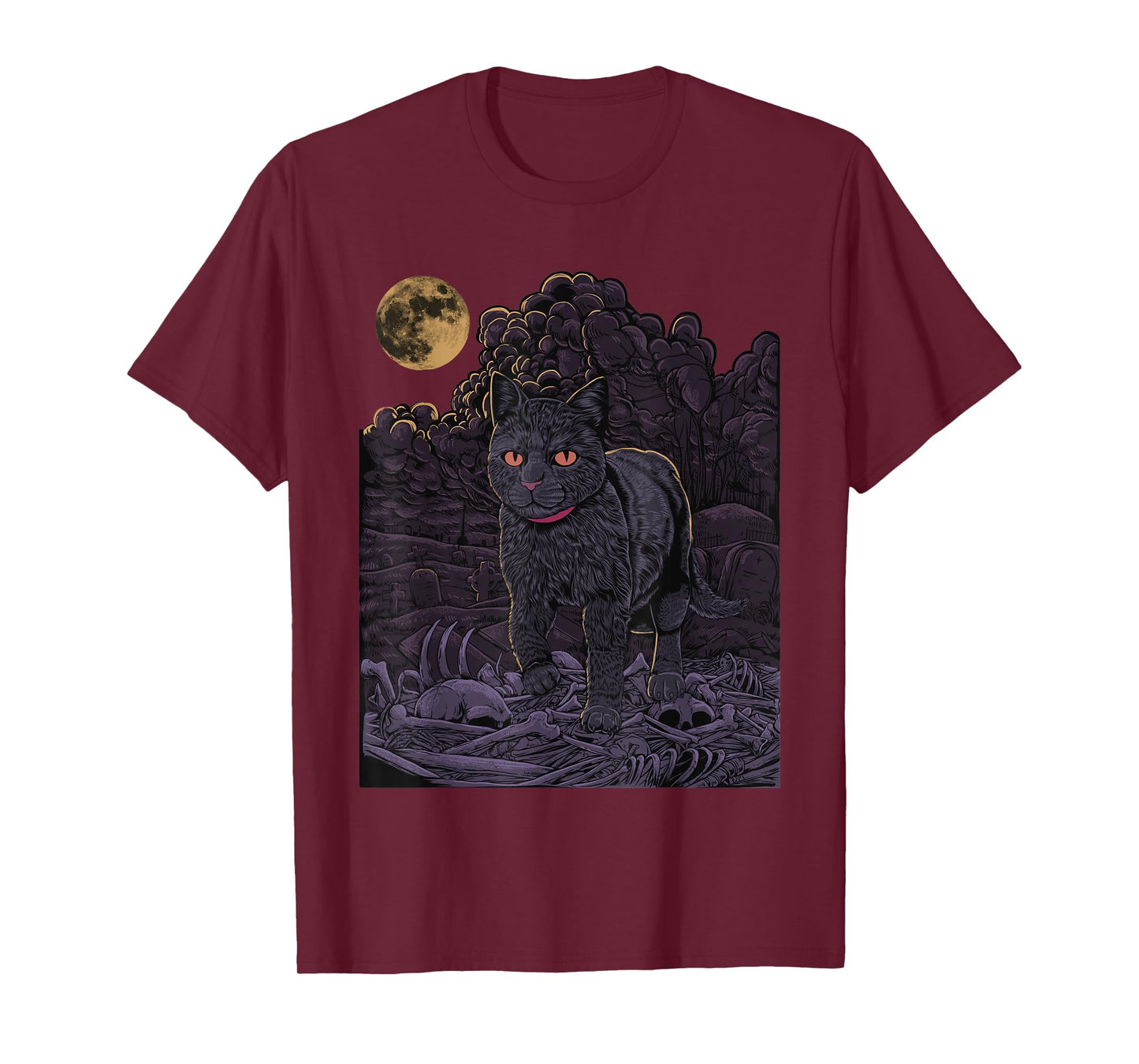 Evil Cat - Black cat in the cemetery - Gothic Cat T-Shirt for Men Women