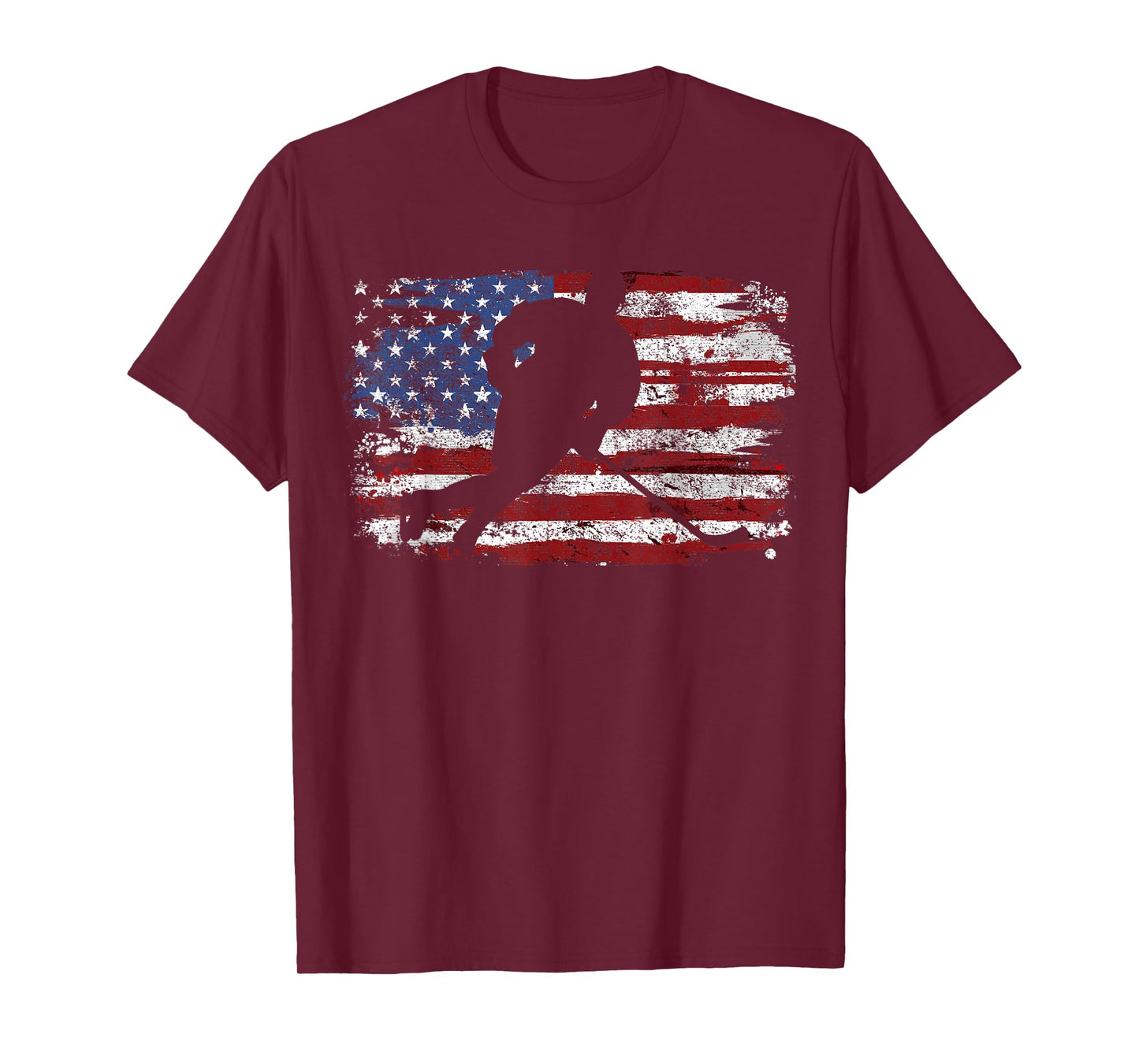 Ice Hockey Player USA American Flag 4th of July Gift T-Shirt