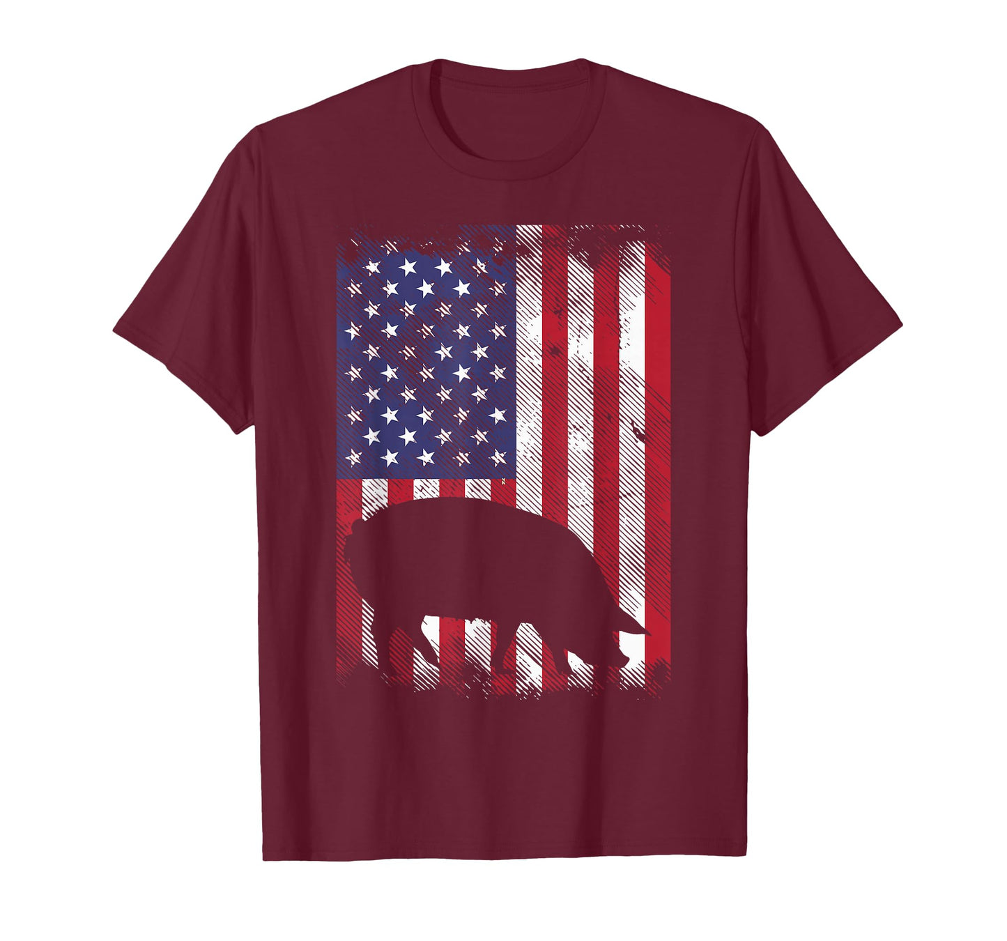 American Flag Pig Vintage Farm Animal Patriotic Farmer Gift T-Shirt