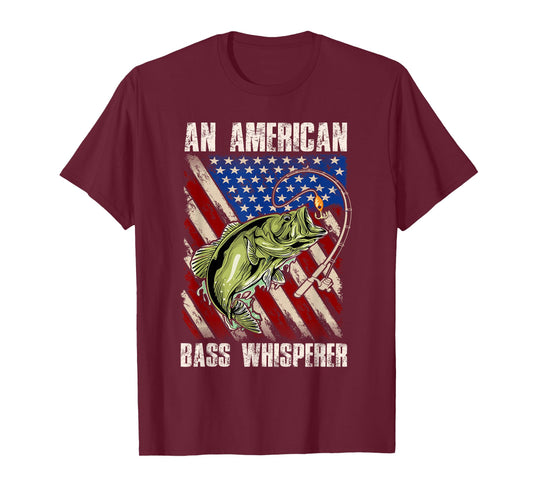American Flag Bass Whisperer Fisherman T-Shirt