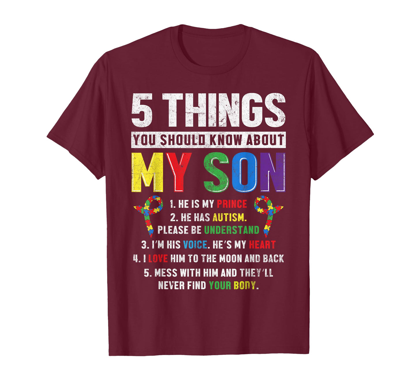 Autism Awareness Support Autistic Child Son Kids for Mom Dad T-Shirt