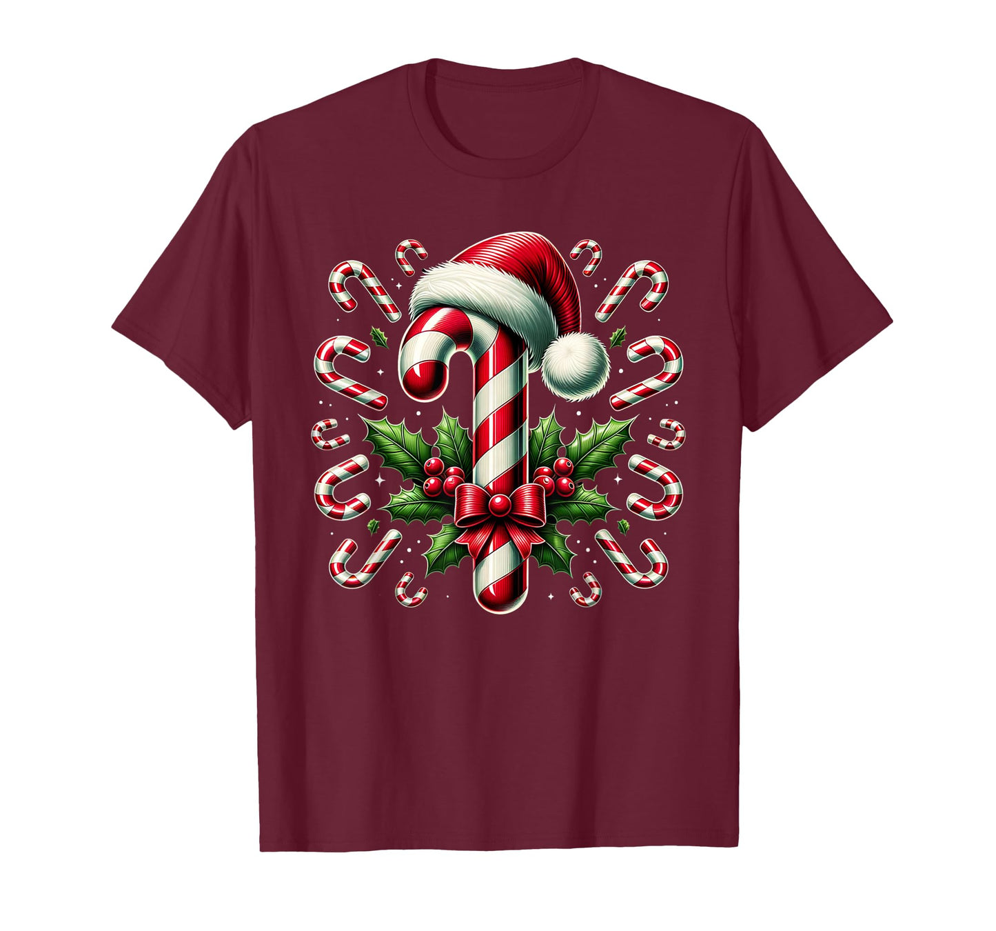 Christmas Candy Cane Crew Lights Red and White Candy Costume T-Shirt