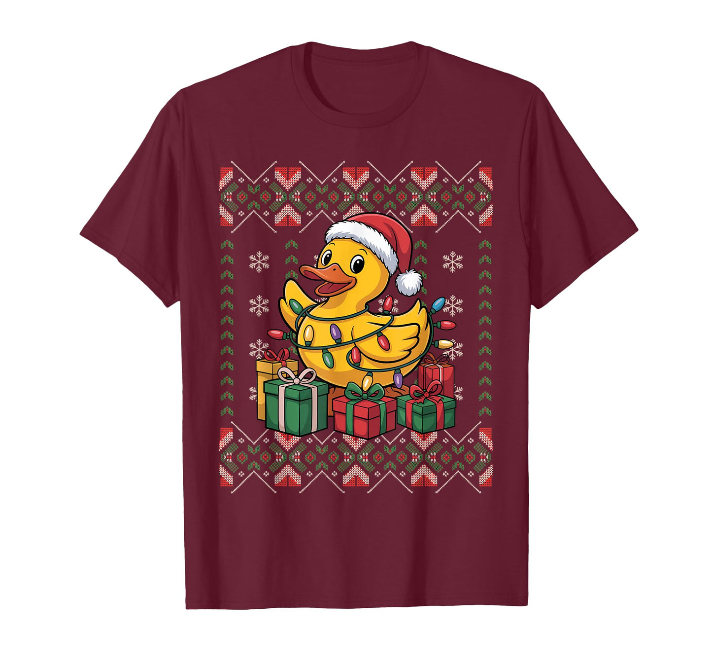 Santa Rubber Duck Christmas Ugly Sweater Funny Holiday T-Shirt