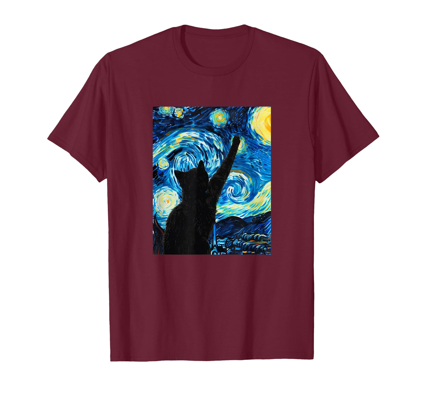 Van Gogh Starry Night Cat Lover Kitten T-Shirt