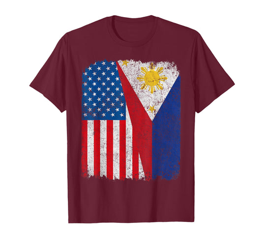 Filipino American Flag Half USA Philippines Root Proud T-Shirt