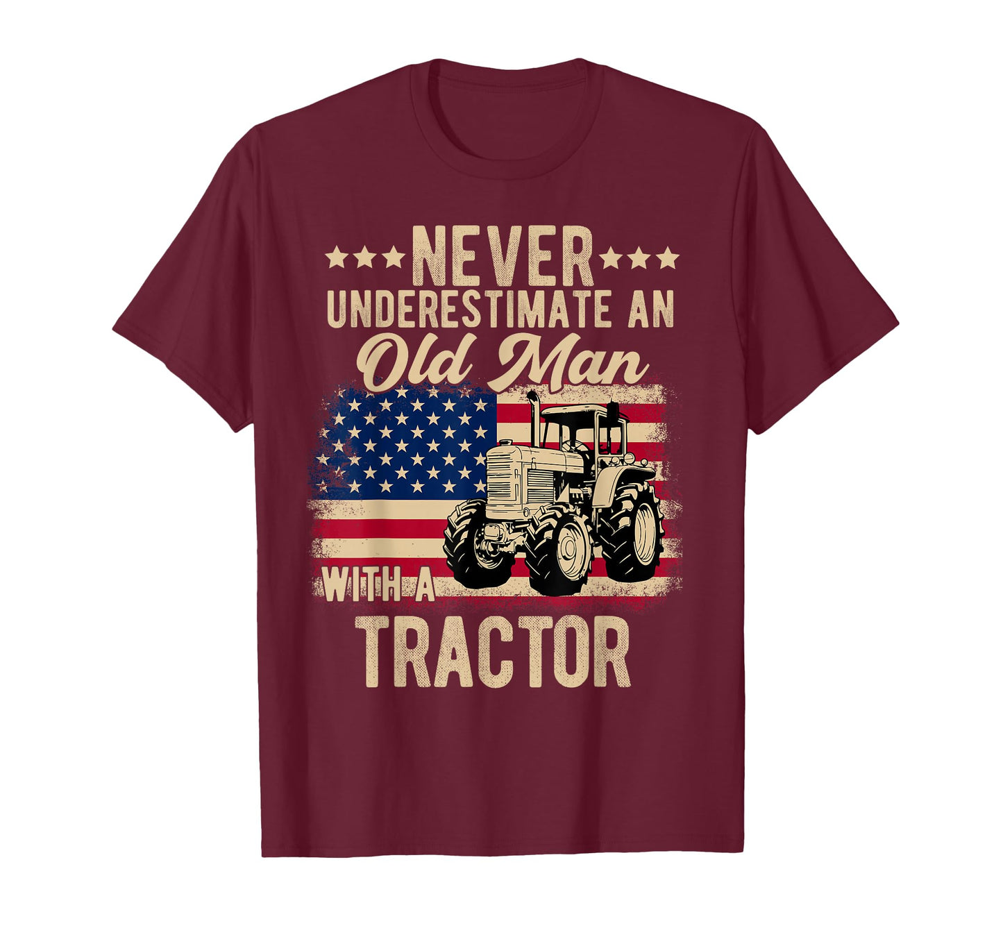 never underestimate an old man with a tractor Farmer T-Shirt
