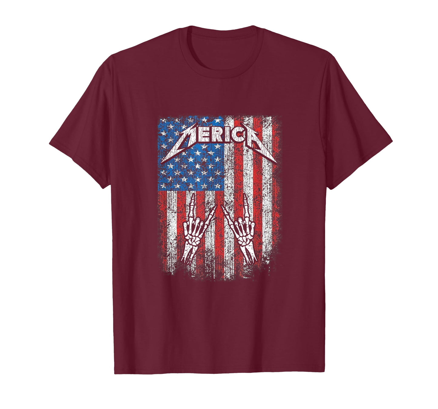 Rock Sign Heavy Metal 4th of July Us Flag Merica For Men T-Shirt