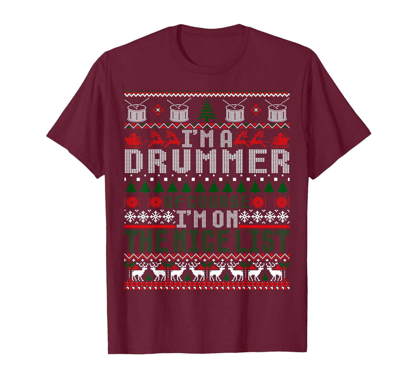 Christmas Drum Drummer Gift Ugly Xmas Sweater T-Shirt