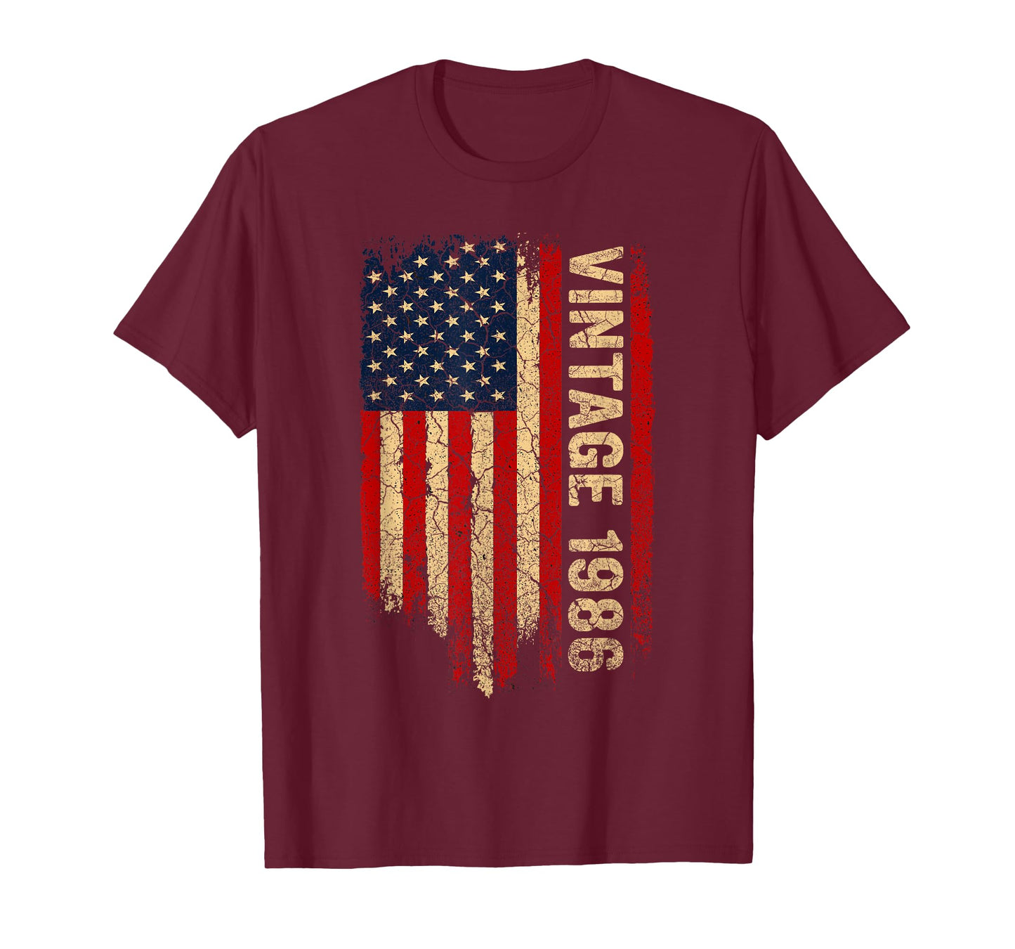 Vintage Made In 1986 American Flag 40th Birthday Gifts Men T-Shirt