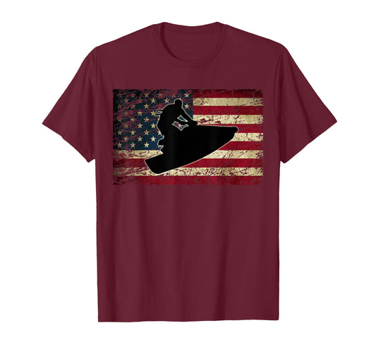 Jet Ski Shirt with American USA Flag Jetski Clothes T-Shirt