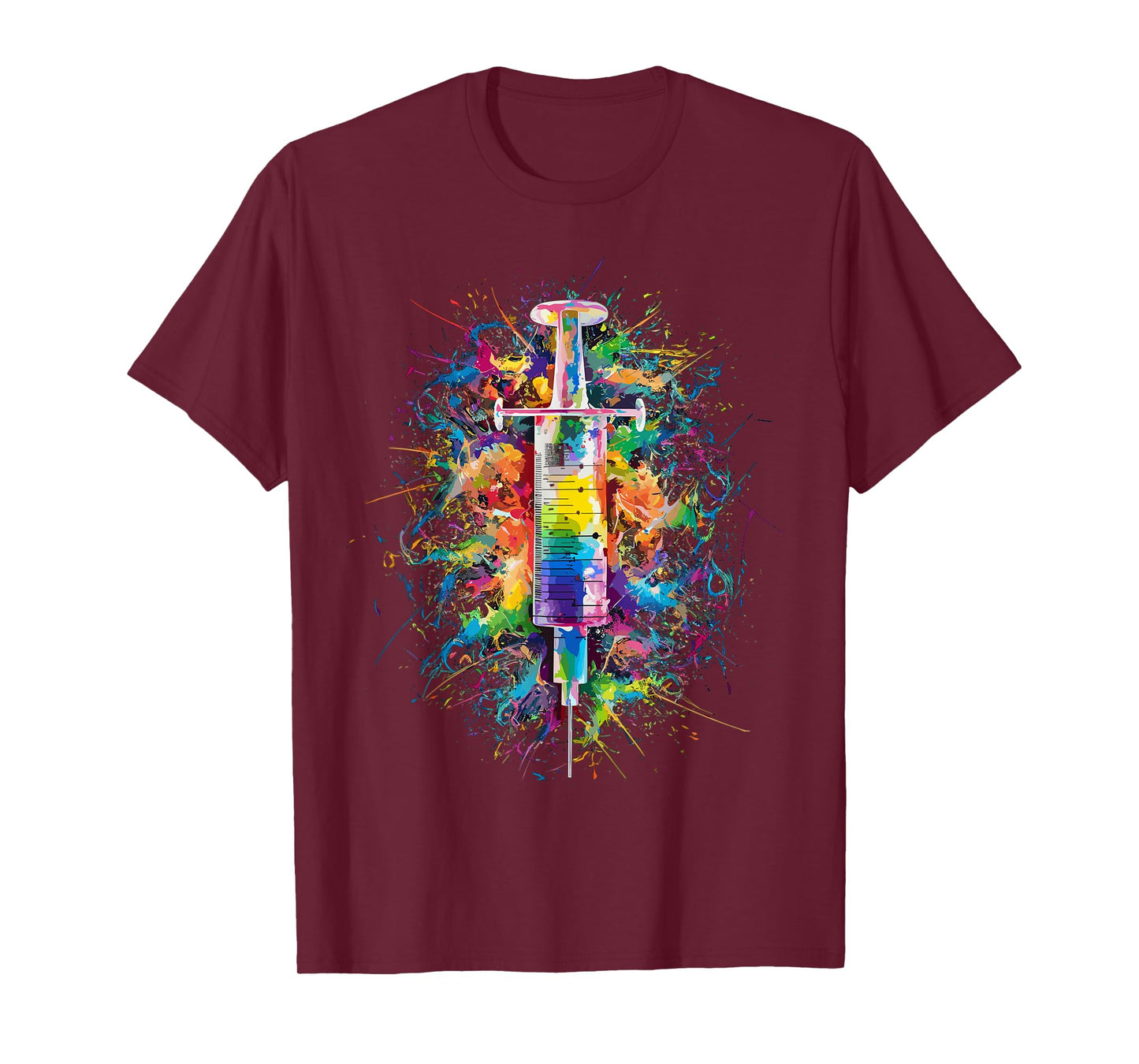 Colorful Paint Splash Syringe Art Graphic T-Shirt