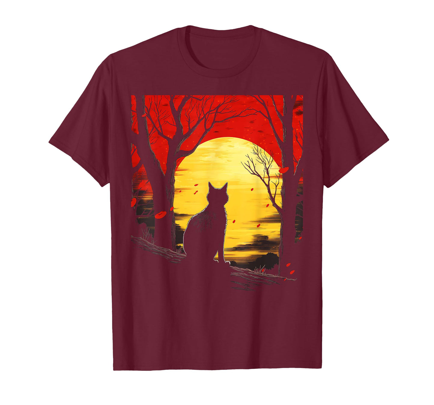 Cat Nature Moon Animal Art Graphic Motif Cat T-Shirt