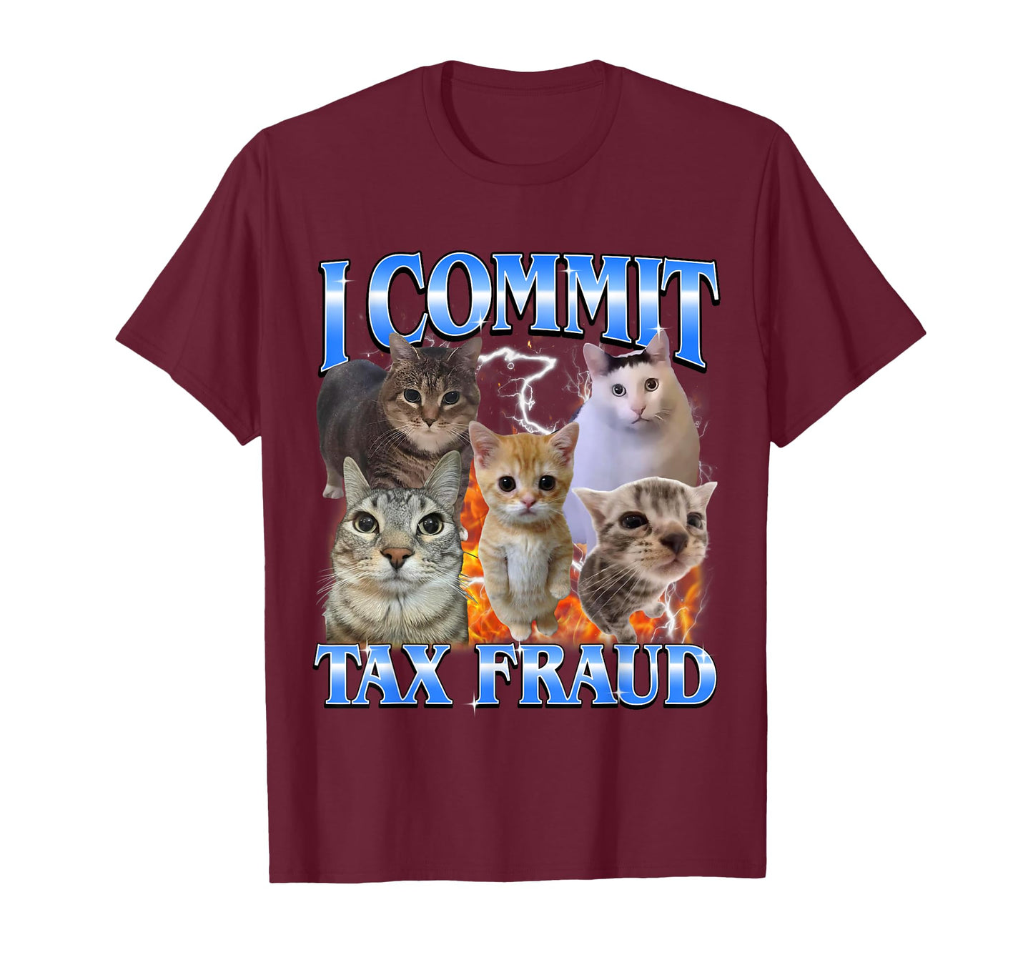 I Commit Tax Fraud Funny Cat Meme Bootleg Graphic Men Women T-Shirt