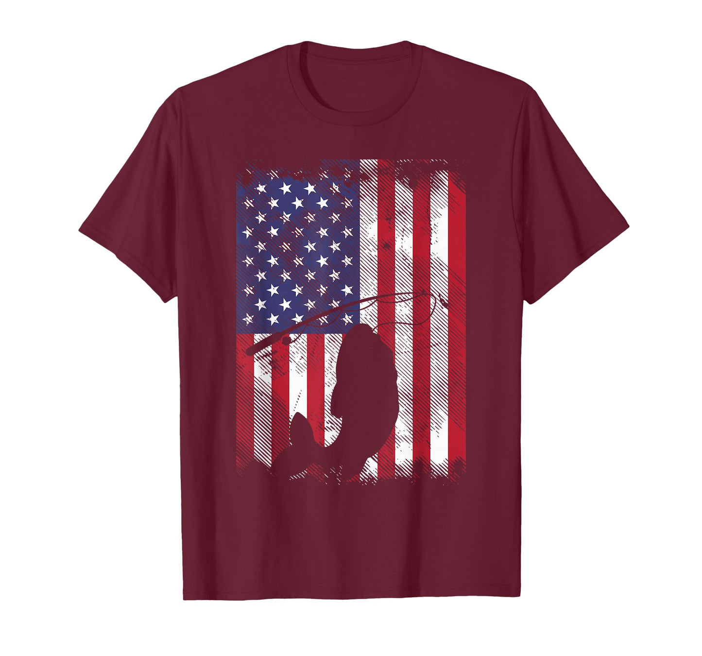 US Flag Fish 4th Of July Fishing Patriot Fisherman Dad Gift T-Shirt