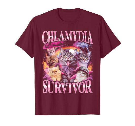 Chlamydia Survivor Funny Bootleg Cat T-Shirt