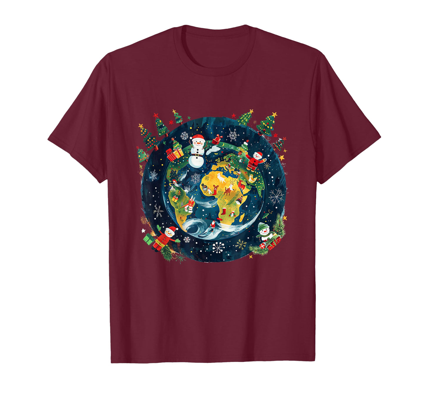 Christmas Around the World Festive Globe Design T-Shirt