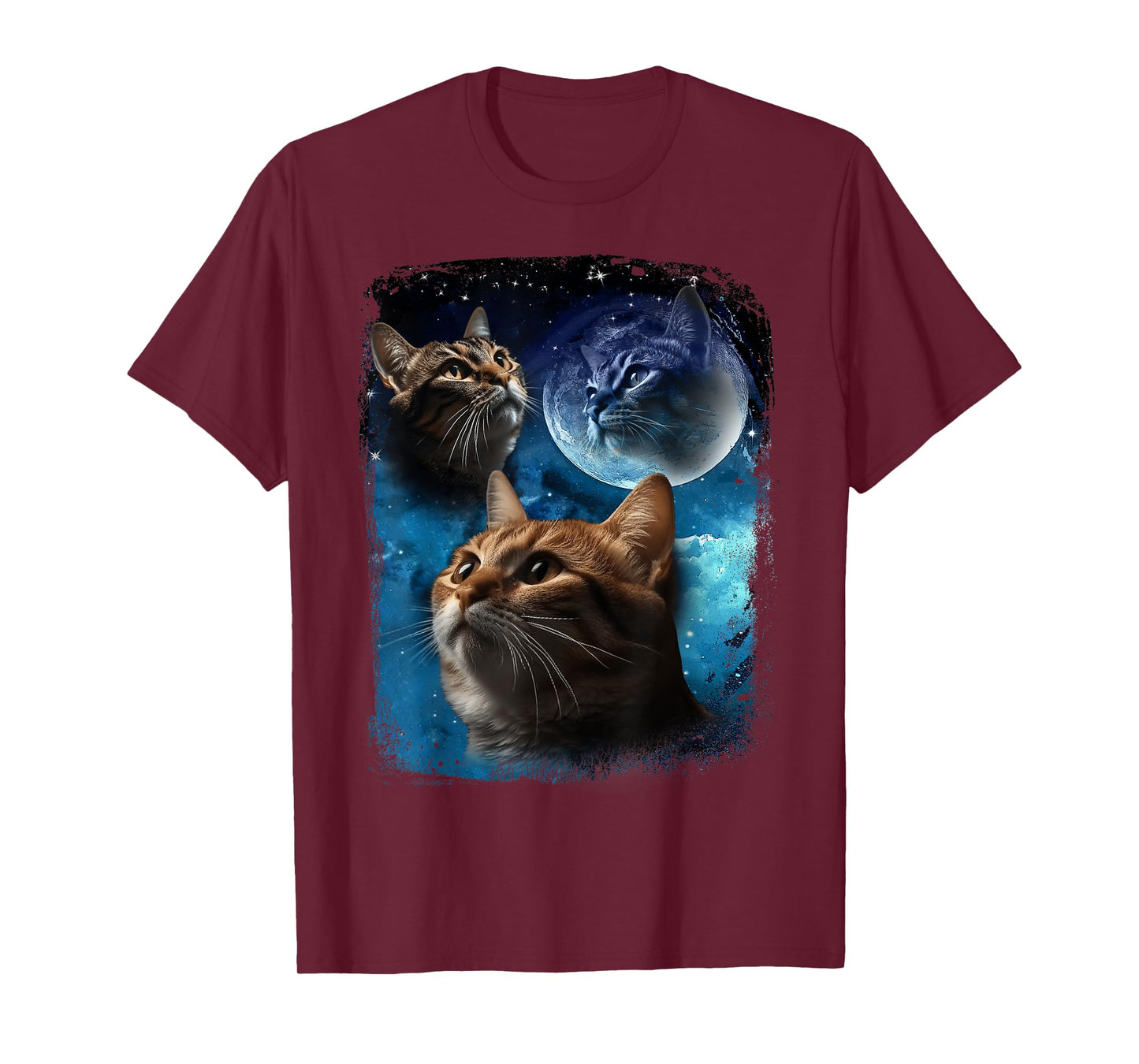 Three Cats Howl at Moon Vintage Funny Cat Howling wolf meme T-Shirt