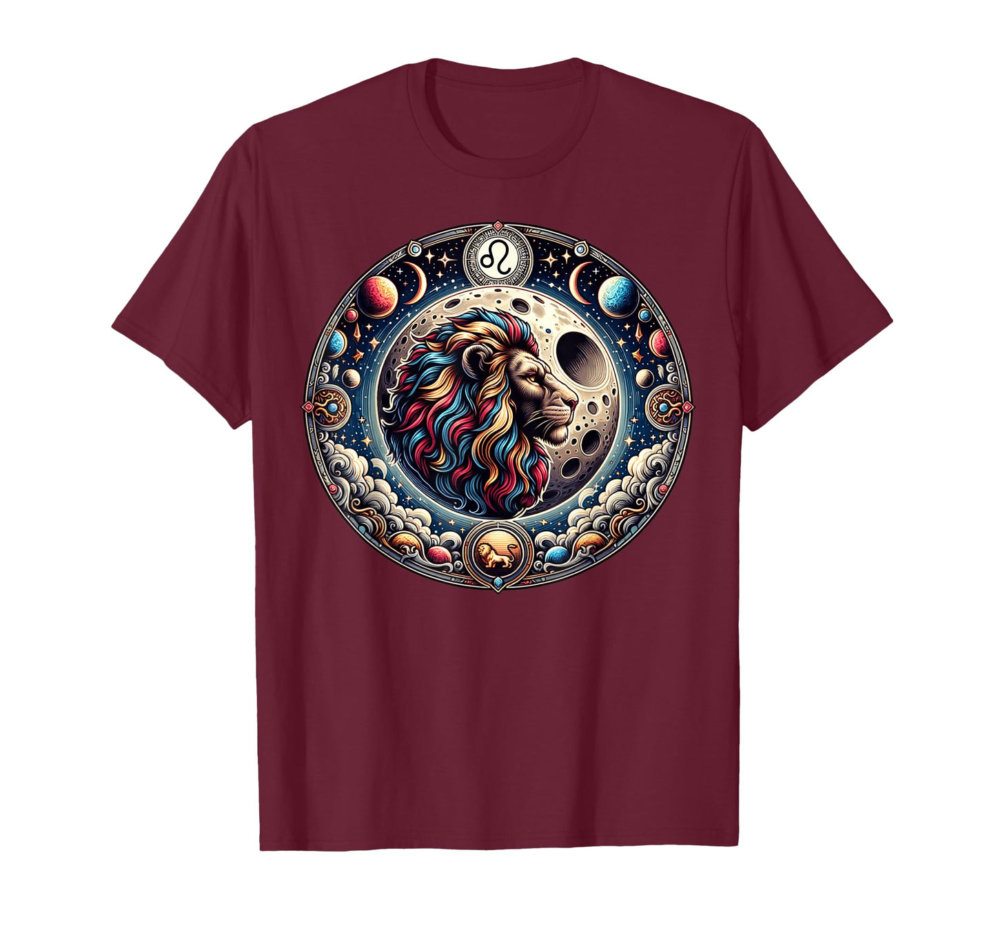 Leo Leo Lion Celestial Moon And Planets Astrology Sign T-Shirt