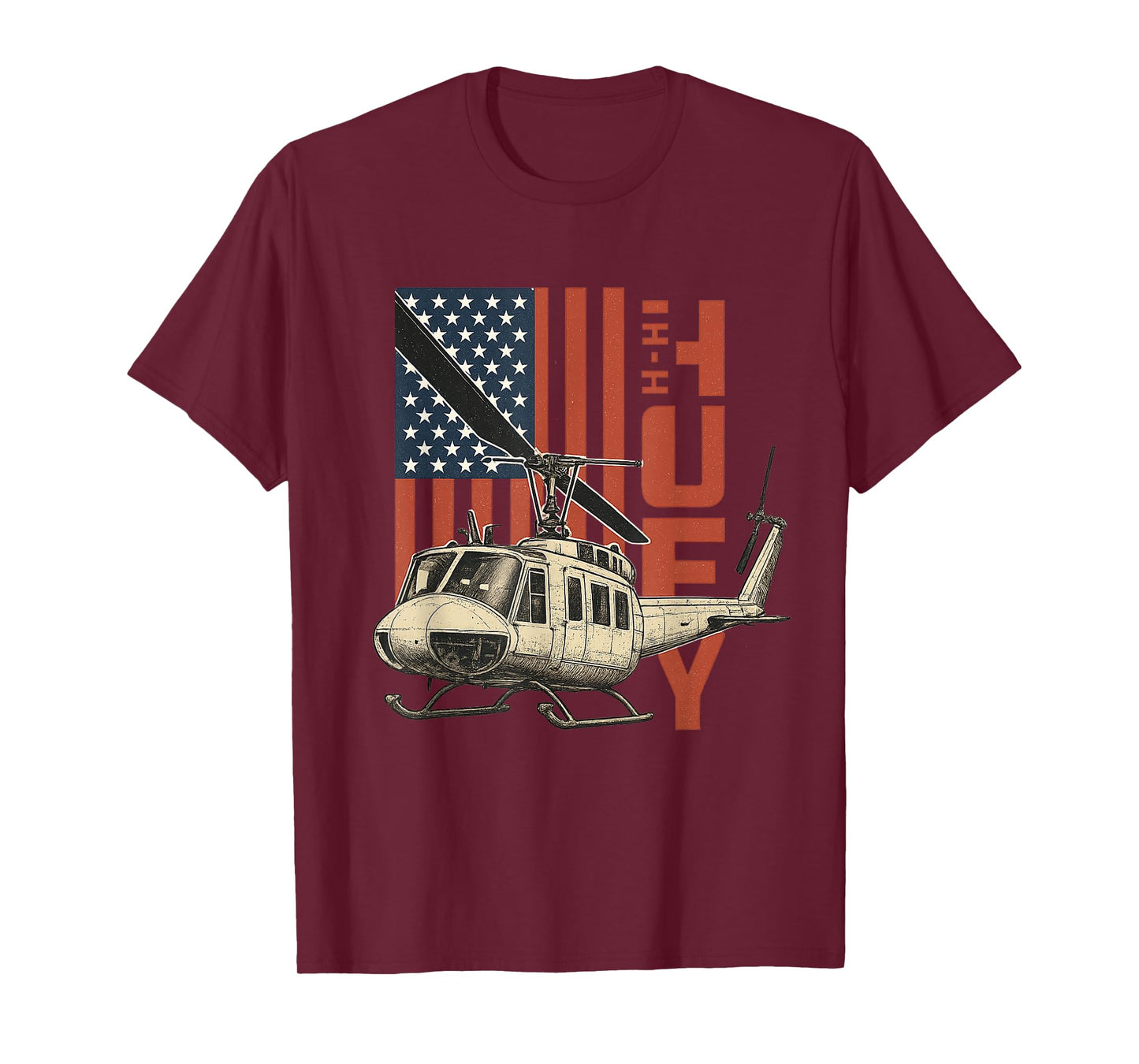 UH-1 Huey Military Helicopter Aviation American Flag Gift T-Shirt
