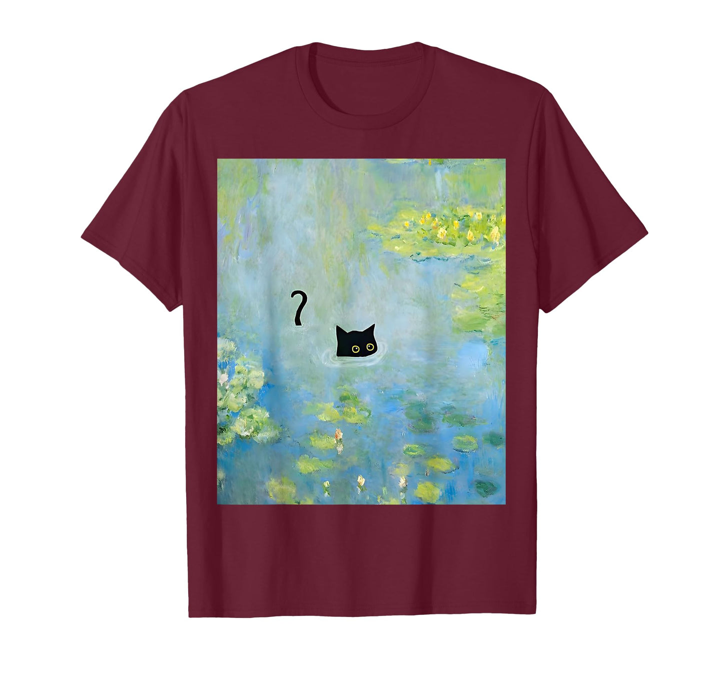 Black Cat Monets Summer Waterlily T-Shirt for Men Women Girls Kids
