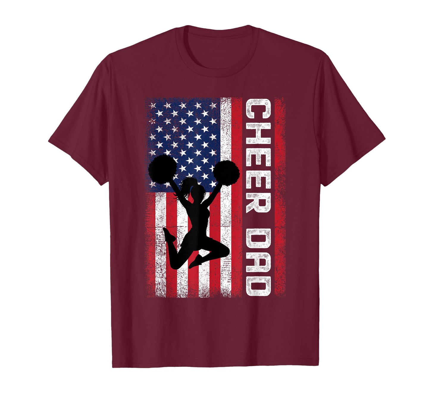 Cheer Dad American Flag Cheerleader Support T-Shirt