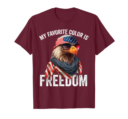 My Favorite Color Is Freedom Patriotic Eagle American Flag T-Shirt for Women Kids Men