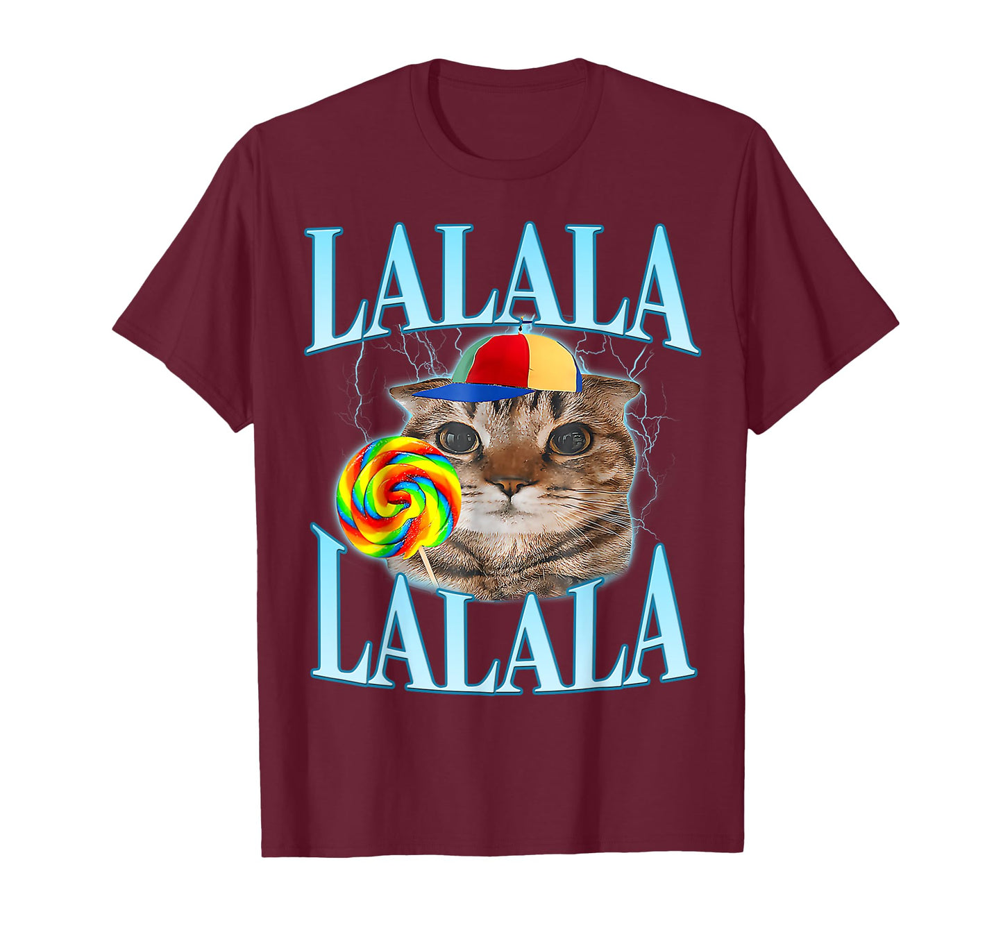 Lalalalalala Meme Silly Cat Meme With Lollipop Funny Memes Men Women Kids T-Shirt