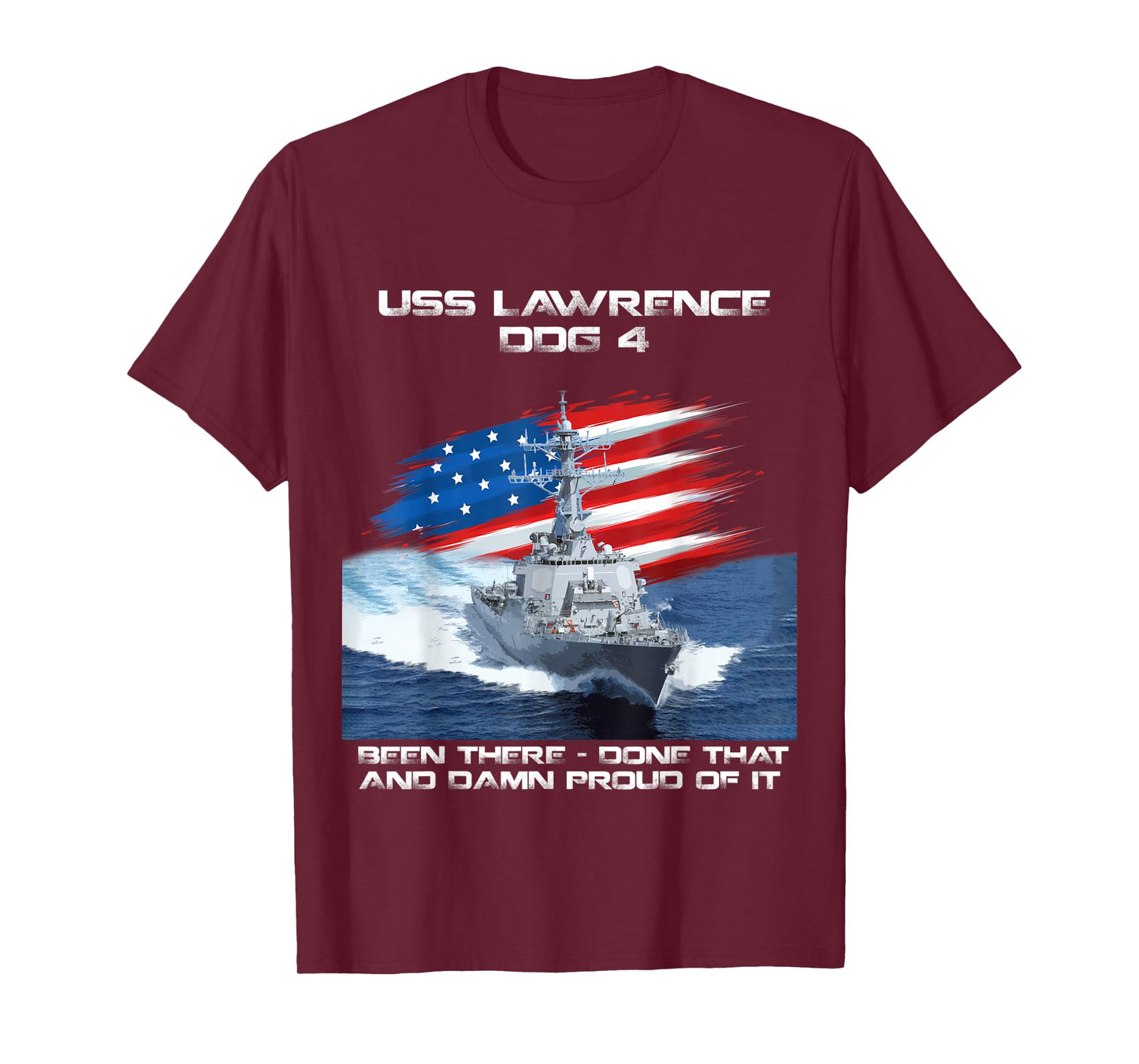 USS Lawrence DDG-4 Destroyer Ship USA Flag Veteran Xmas T-Shirt for Women Men