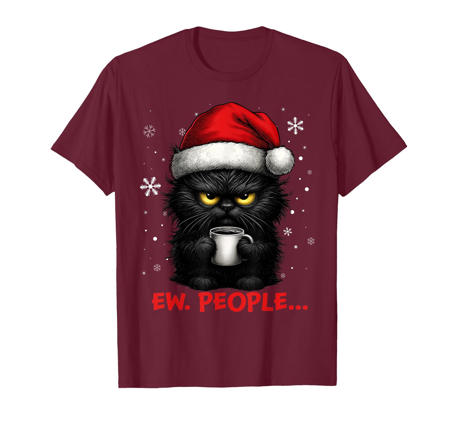 Funny Christmas Cat Ew People Meowy Cat Lovers Men Women Kid T-Shirt