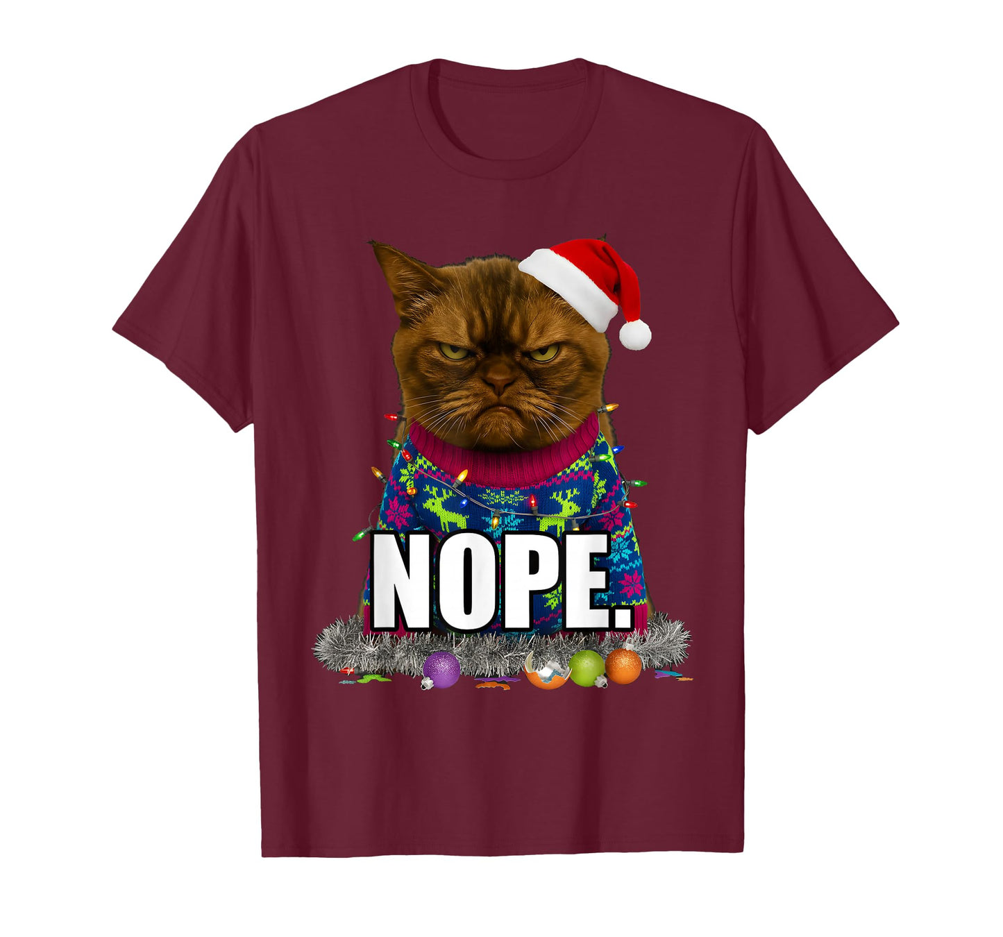 Ugly Christmas Cat Meme Grumpy Face Mood Disgusted T-Shirt