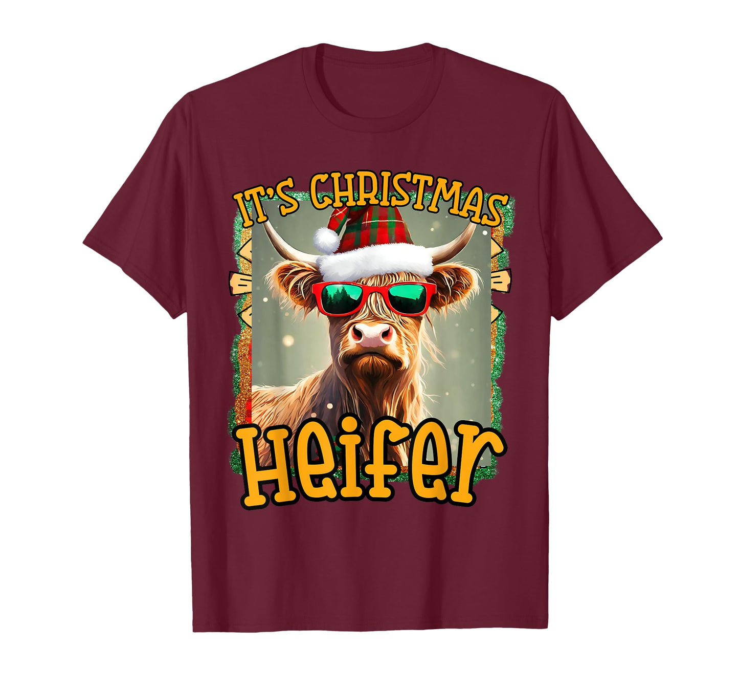 cute Christmas funny women heifer cow highland hyland cows T-Shirt