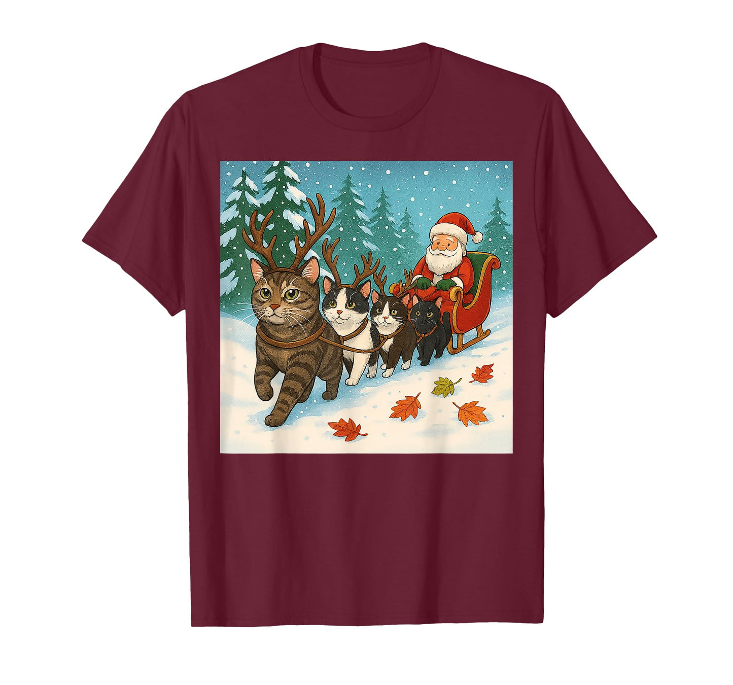 Funny Cat Reindeer Santa Christmas Design for Men Women Kid T-Shirt