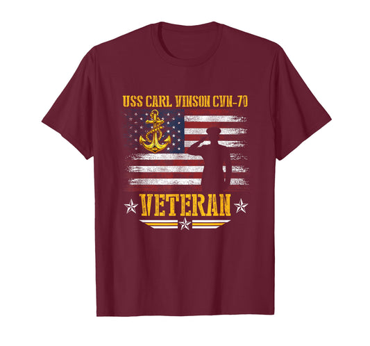 USS Carl Vinson CVN-70 Aircraft Carrier Veteran Flag Vintage T-Shirt