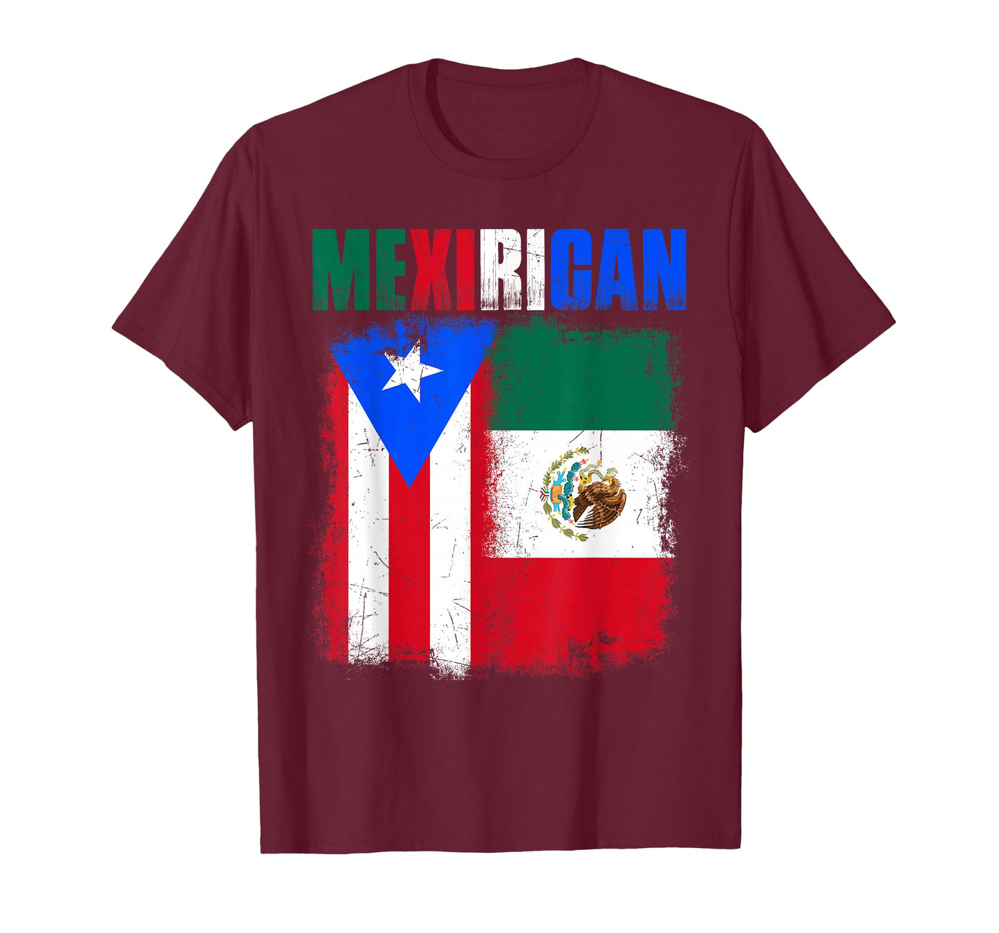 Mexirican Half Puerto Rico with Mexico Flag Boricua Chicano T-Shirt
