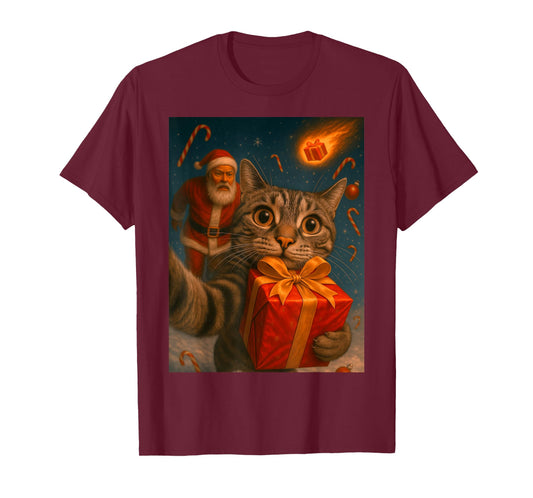 Christmas Cat Shirt - Funny Kitten & Santa T-Shirt