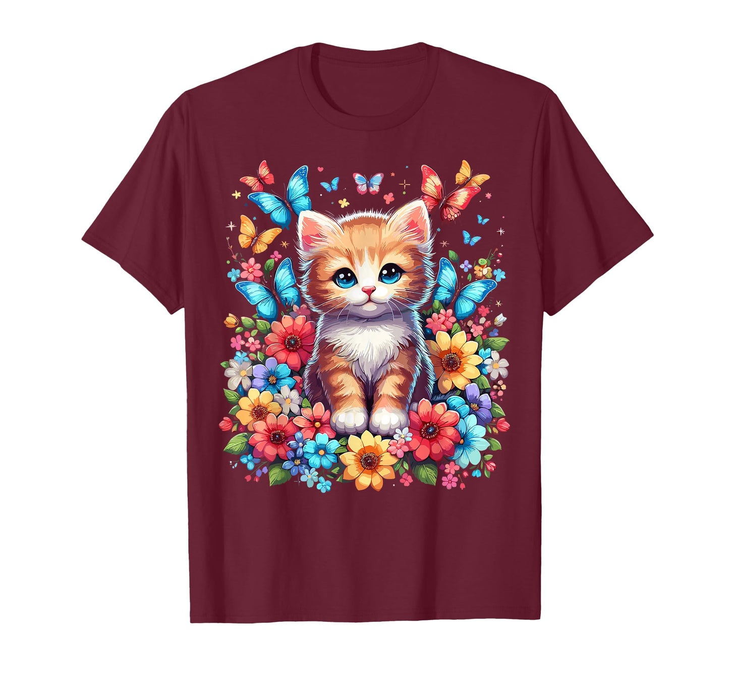 Kitten Cat Lover Flower Cut Cat T-Shirt