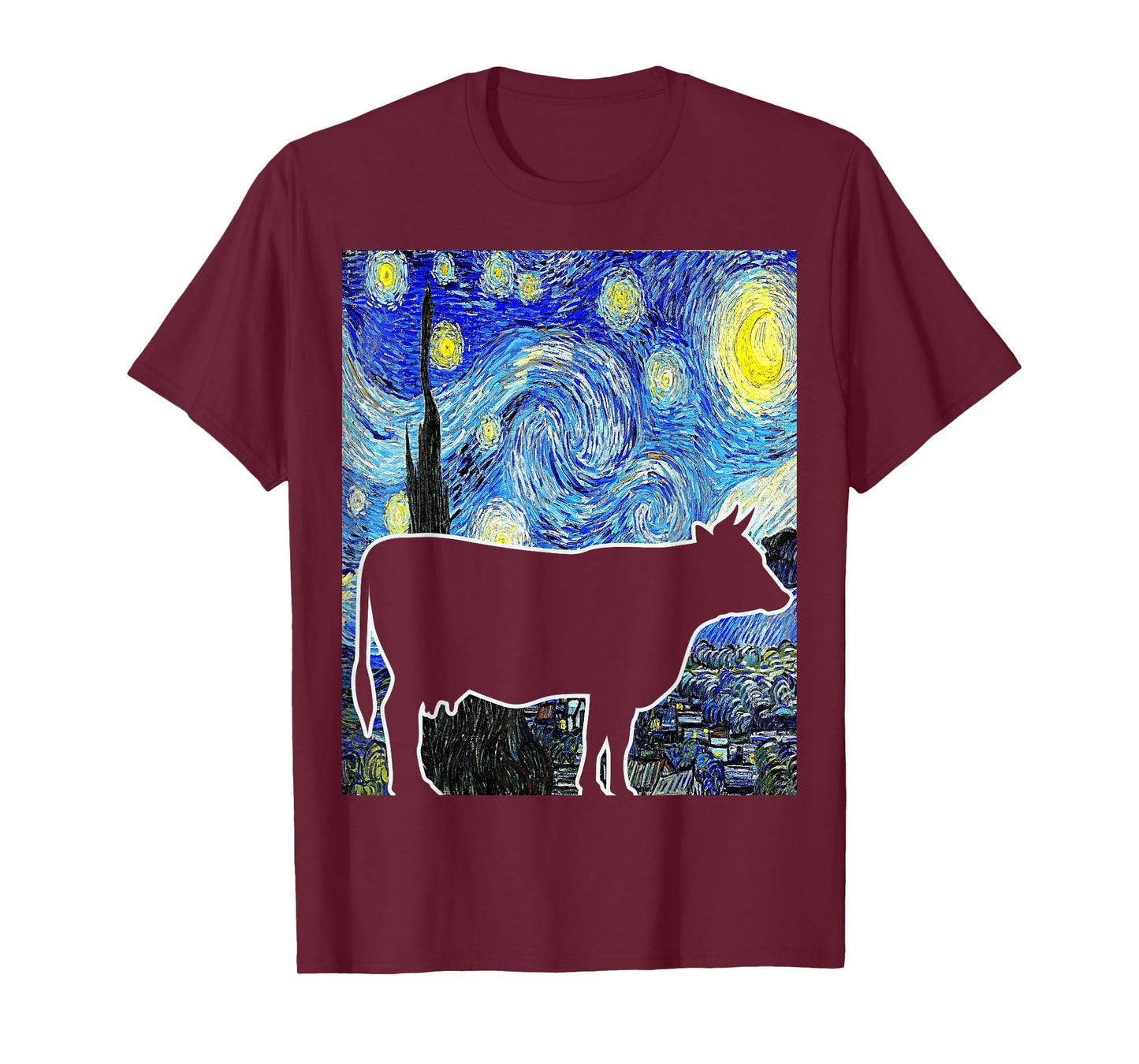 Cow Starry Night Van Gogh Funny Cow Farmer T-Shirt