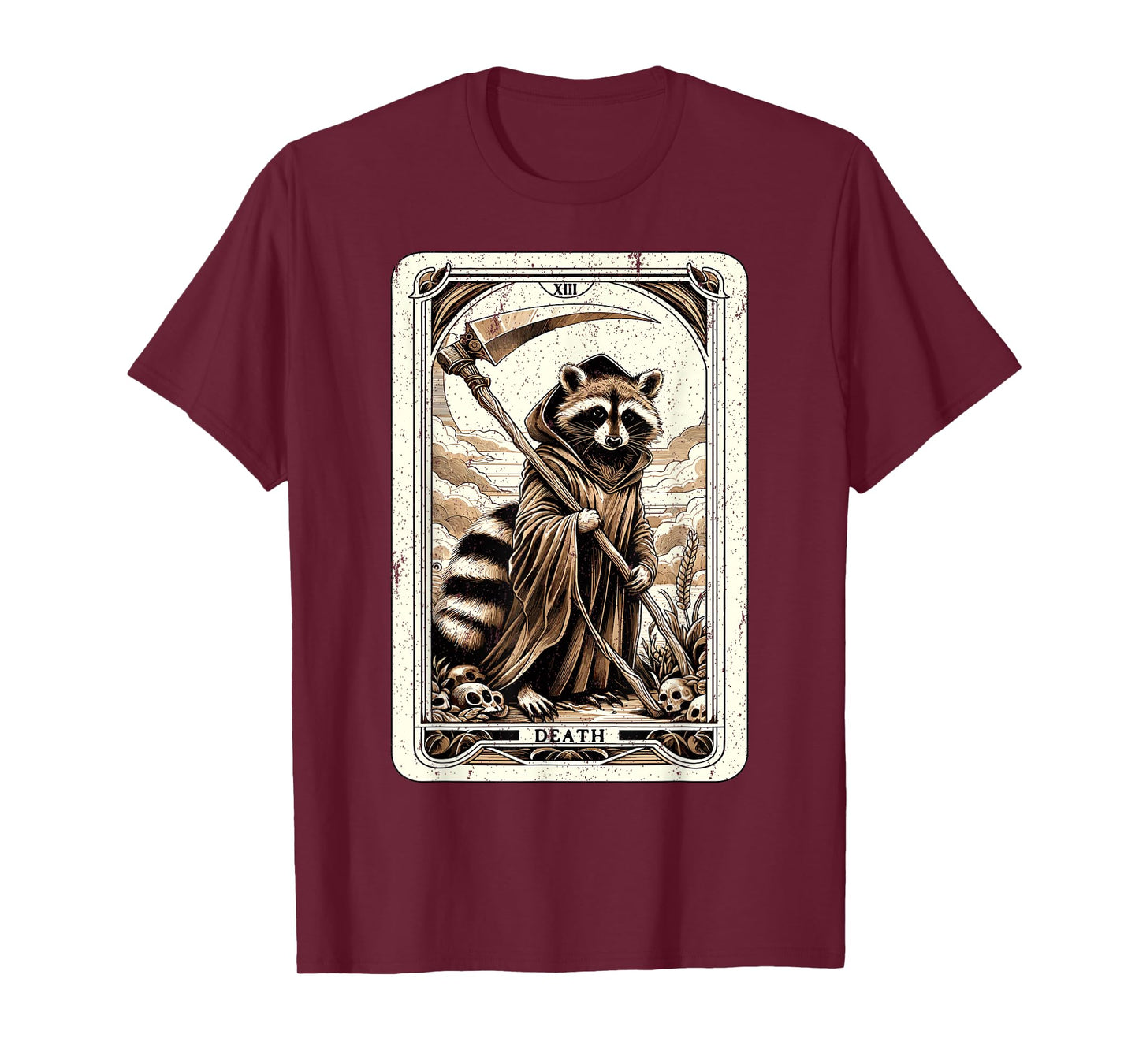 Raccoon Tarot Card Death Witchcraft Occult Raccoon T-Shirt, Small