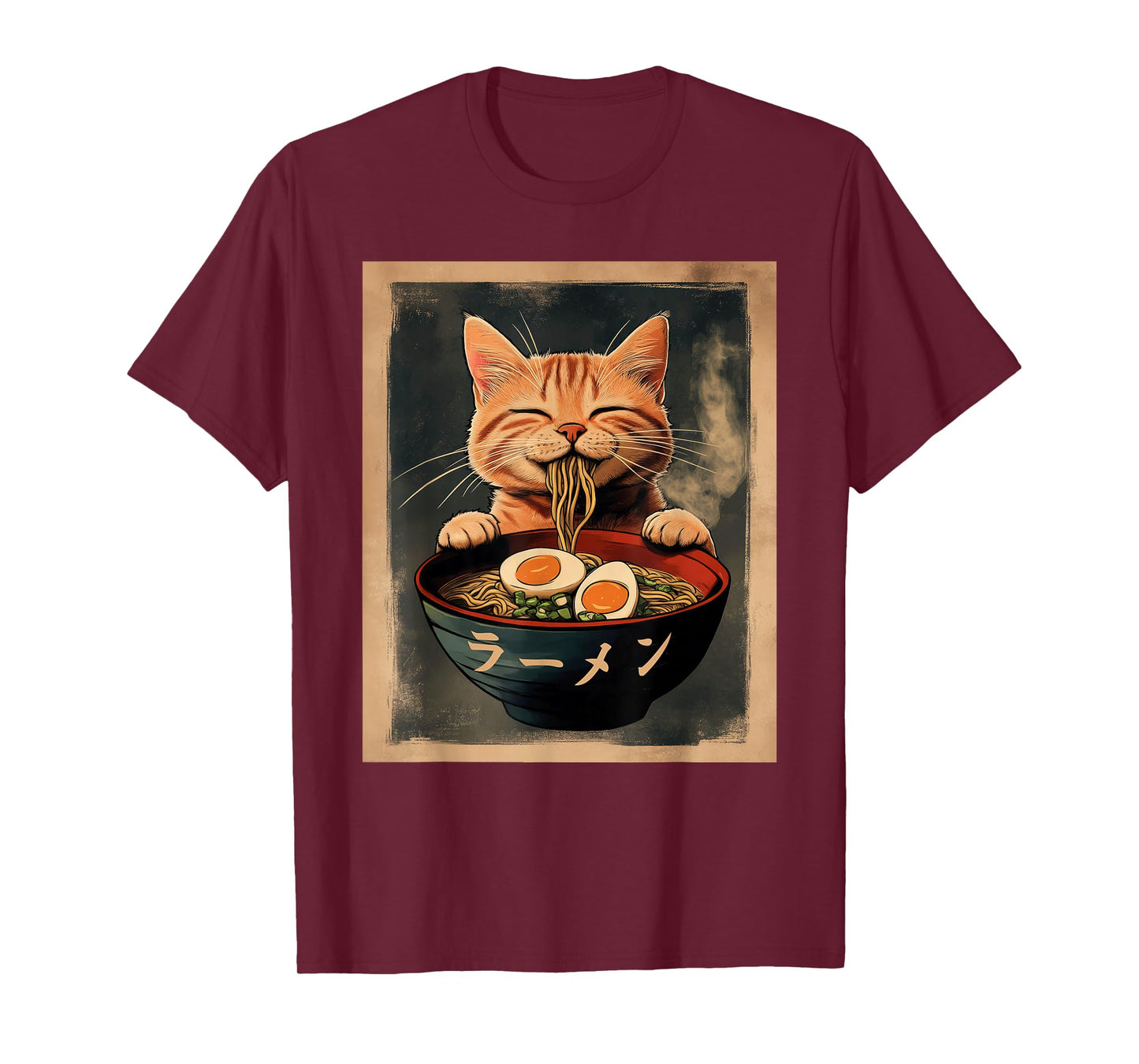 Funny Ginger Cat Ramen Japanese Graphic Tee Kawaii Anime T-Shirt