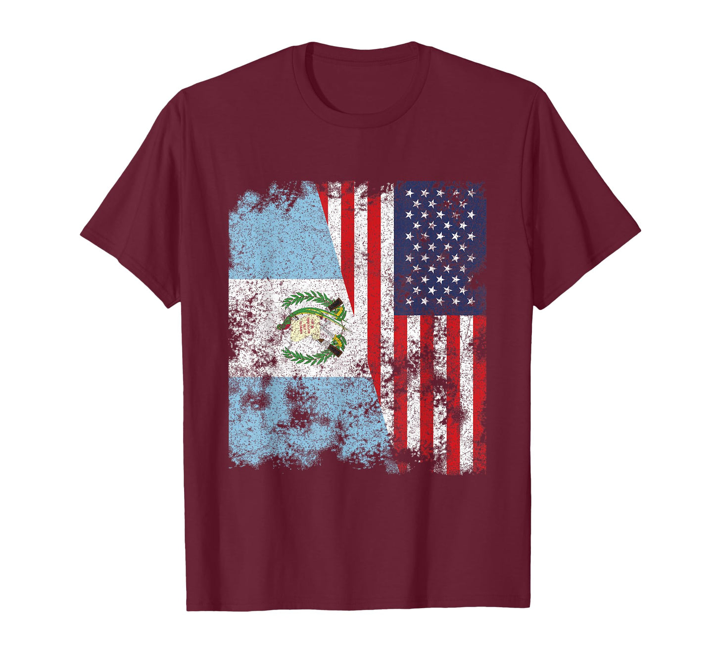 Guatemala USA Flag Distressed - Half American T-Shirt for Women Kids Men