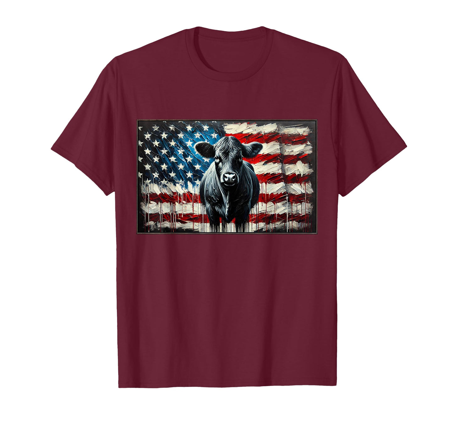 Angus Rancher USA American Flag Cow T-Shirt