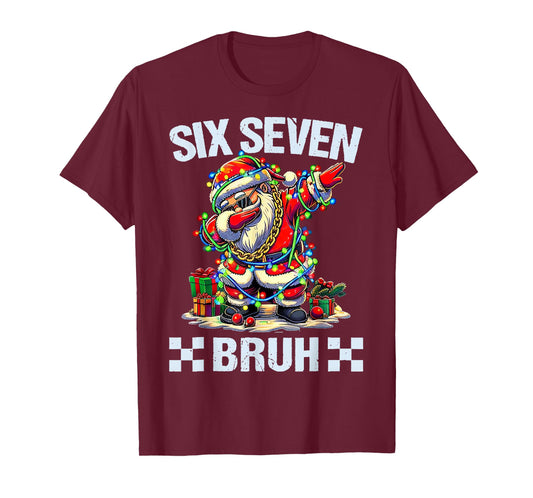 Funny Dabbing Santa Six Seven Bruh Christmas 67 Meme T-Shirt
