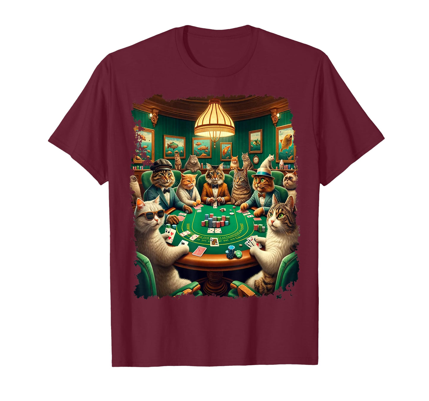 Playing Card Pop Art Gambling Cat Playing Poker Cards T-Shirt