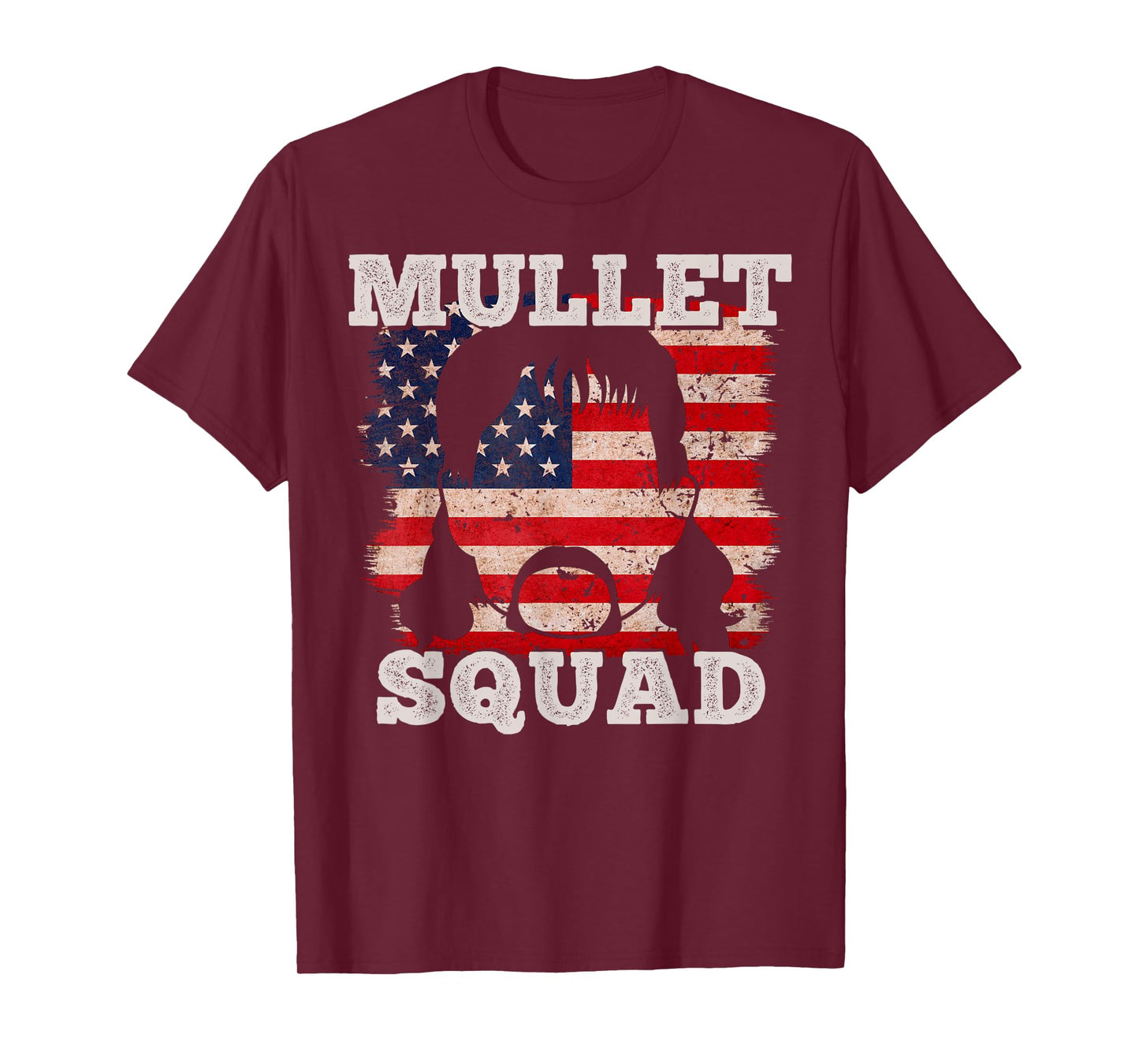 Mullet Shirts for Men Mullet Squad USA Vintage American Flag T-Shirt