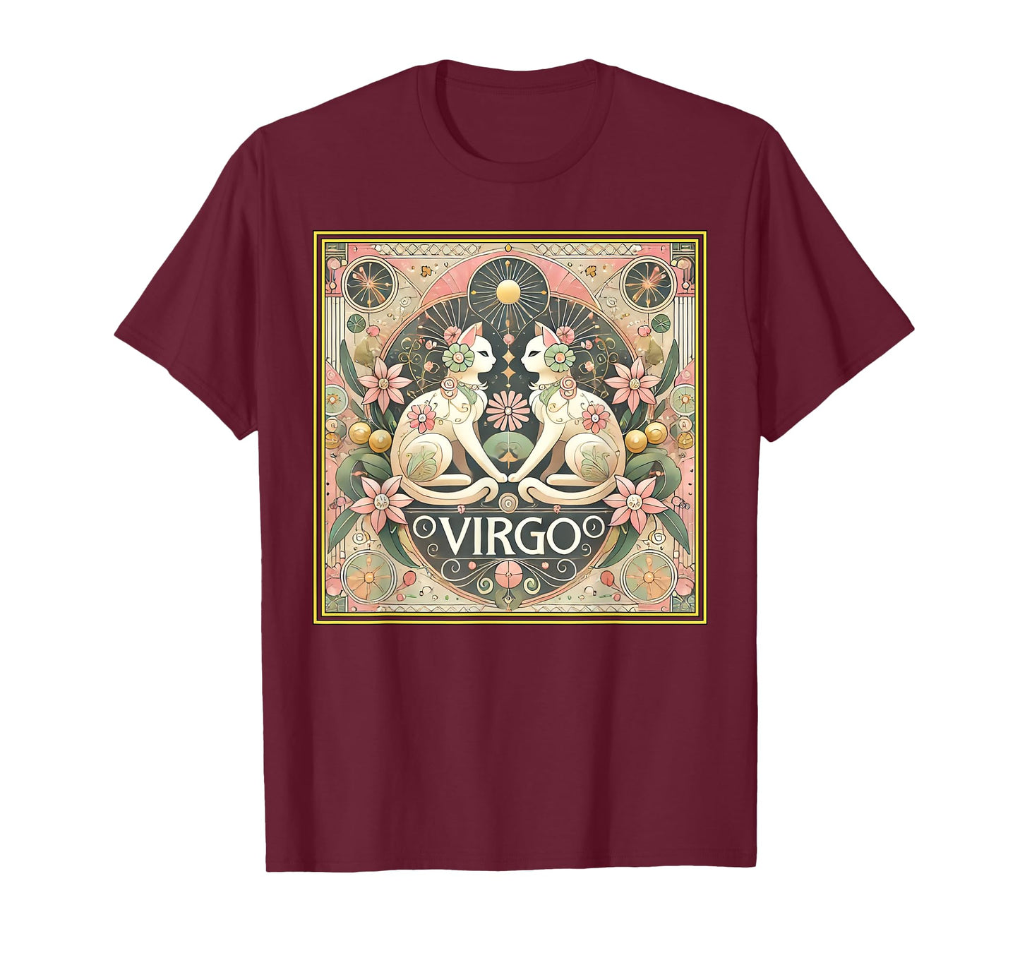 Virgo Cats Zodiac Astrology in Art Deco T-Shirt